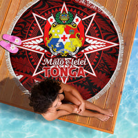 Malo e lelei Tonga Beach Blanket Tongan Ngatu Pattern Red Version LT14 - Polynesian Pride