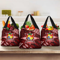 Malo e lelei Tonga Grocery Bag Tongan Ngatu Pattern Red Version
