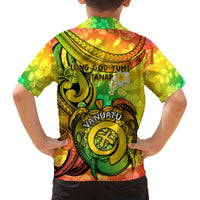 Halo Vanuatu Family Matching Off Shoulder Long Sleeve Dress and Hawaiian Shirt Sand Drawing Turtle Polynesian Tropical Flowers LT14 - Polynesian Pride