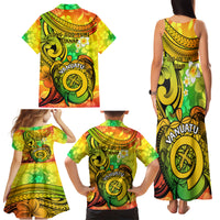 Halo Vanuatu Family Matching Tank Maxi Dress and Hawaiian Shirt Sand Drawing Turtle Polynesian Tropical Flowers LT14 - Polynesian Pride