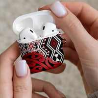 New Zealand AirPods Case Aotearoa Kowhaiwhai Mix Taniko Art - Red - Polynesian Pride