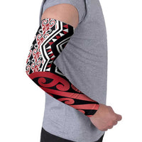 New Zealand Arm Sleeves Aotearoa Kowhaiwhai Mix Taniko Art - Red - Polynesian Pride