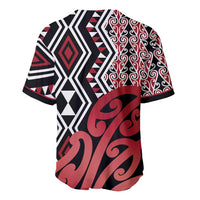 New Zealand Baseball Jersey Aotearoa Kowhaiwhai Mix Taniko Art - Red LT14 - Polynesian Pride