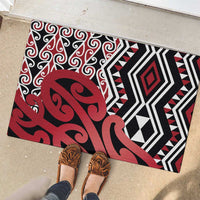 New Zealand Rubber Doormat Aotearoa Kowhaiwhai Mix Taniko Art - Red LT14 - Polynesian Pride