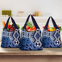 New Zealand Grocery Bag Aotearoa Kowhaiwhai Mix Taniko Art - Blue