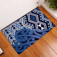 New Zealand Rubber Doormat Aotearoa Kowhaiwhai Mix Taniko Art - Blue LT14 - Polynesian Pride