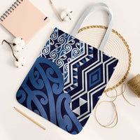 New Zealand Tote Bag Aotearoa Kowhaiwhai Mix Taniko Art - Blue - Polynesian Pride
