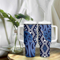New Zealand Tumbler With Handle Aotearoa Kowhaiwhai Mix Taniko Art - Blue LT14