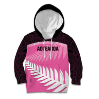 Custom New Zealand Aotearoa Cricket Kid Hoodie Go White Silver Fern LT14 Hoodie Pink - Polynesian Pride