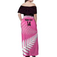 Custom New Zealand Aotearoa Cricket Off Shoulder Maxi Dress Go White Silver Fern LT14 - Polynesian Pride
