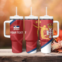 Custom Serbia Volleyball Tumbler With Handle 2025 Go Champions LT14 - Polynesian Pride