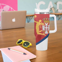 Custom Serbia Volleyball Tumbler With Handle 2025 Go Champions LT14 - Polynesian Pride