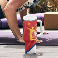 Custom Serbia Volleyball Tumbler With Handle 2025 Go Champions LT14 - Polynesian Pride