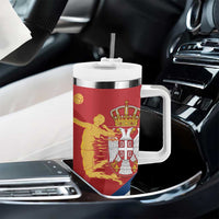 Custom Serbia Volleyball Tumbler With Handle 2025 Go Champions LT14 - Polynesian Pride
