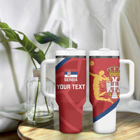 Custom Serbia Volleyball Tumbler With Handle 2025 Go Champions LT14 - Polynesian Pride