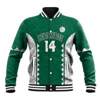 Custom Hawaii Volleyball Baseball Jacket Hawaiian Kakau Pattern LT14 Unisex Green - Polynesian Pride