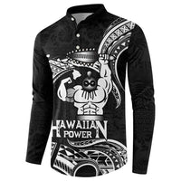 Black Hawaii Ikaika Warrior Button Sweatshirt Hawaiian Power