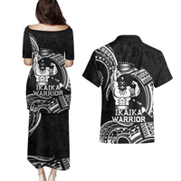 Black Hawaii Ikaika Warrior Couples Matching Puletasi and Hawaiian Shirt Hawaiian Power