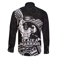 Black Hawaii Ikaika Warrior Family Matching Off The Shoulder Long Sleeve Dress and Hawaiian Shirt Hawaiian Power