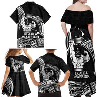 Black Hawaii Ikaika Warrior Family Matching Off Shoulder Maxi Dress and Hawaiian Shirt Hawaiian Power