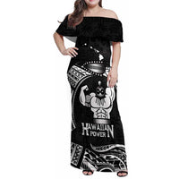 Black Hawaii Ikaika Warrior Family Matching Off Shoulder Maxi Dress and Hawaiian Shirt Hawaiian Power