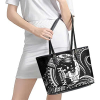 Black Hawaii Ikaika Warrior Leather Tote Bag Hawaiian Power