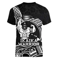 Black Hawaii Ikaika Warrior Women V-Neck T-Shirt Hawaiian Power