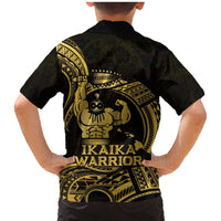 Gold Hawaii Ikaika Warrior Family Matching Mermaid Dress and Hawaiian Shirt Hawaiian Power