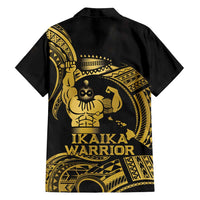 Gold Hawaii Ikaika Warrior Family Matching Off Shoulder Maxi Dress and Hawaiian Shirt Hawaiian Power