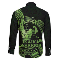 Green Hawaii Ikaika Warrior Family Matching Long Sleeve Bodycon Dress and Hawaiian Shirt Hawaiian Power