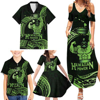 Green Hawaii Ikaika Warrior Family Matching Summer Maxi Dress and Hawaiian Shirt Hawaiian Power