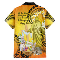 Polynesia Easter Day Family Matching Summer Maxi Dress and Hawaiian Shirt He Is Risen Lilium Longiflorum Polynesian Pattern LT14 - Polynesian Pride