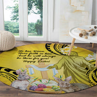Polynesia Easter Day Round Carpet He Is Risen Lilium Longiflorum Polynesian Pattern LT14 - Polynesian Pride