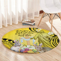 Polynesia Easter Day Round Carpet He Is Risen Lilium Longiflorum Polynesian Pattern LT14 - Polynesian Pride