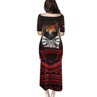 Fautasi Race Day American Samoa Family Matching Puletasi and Hawaiian Shirt Bald Eagle Polynesian Tattoo