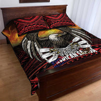 Fautasi Race Day American Samoa Quilt Bed Set Bald Eagle Polynesian Tattoo