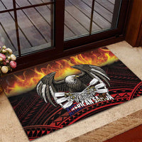 Fautasi Race Day American Samoa Rubber Doormat Bald Eagle Polynesian Tattoo