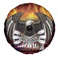 Fautasi Race Day American Samoa Spare Tire Cover Bald Eagle Polynesian Tattoo
