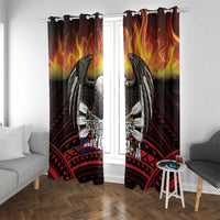 Fautasi Race Day American Samoa Window Curtain Bald Eagle Polynesian Tattoo