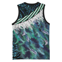 Turquoise Traditional Cloak Aotearoa Basketball Jersey Maori Paua Shell Korowai Pattern LT14 - Polynesian Pride
