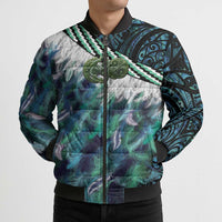 Turquoise Traditional Cloak Aotearoa Bomber Puffer Jacket Maori Paua Shell Korowai Pattern LT14 - Polynesian Pride