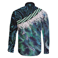 Turquoise Traditional Cloak Aotearoa Family Matching Mermaid Dress and Hawaiian Shirt Maori Paua Shell Korowai Pattern LT14 - Polynesian Pride