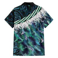 Turquoise Traditional Cloak Aotearoa Family Matching Short Sleeve Bodycon Dress and Hawaiian Shirt Maori Paua Shell Korowai Pattern LT14 - Polynesian Pride