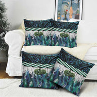 Turquoise Traditional Cloak Aotearoa Pillow Cover Maori Paua Shell Korowai Pattern - Polynesian Pride