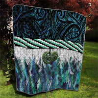 Turquoise Traditional Cloak Aotearoa Quilt Maori Paua Shell Korowai Pattern