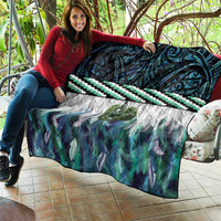 Turquoise Traditional Cloak Aotearoa Quilt Maori Paua Shell Korowai Pattern