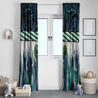 Turquoise Traditional Cloak Aotearoa Window Curtain Maori Paua Shell Korowai Pattern