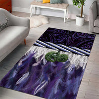Purple Traditional Cloak Aotearoa Area Rug Maori Paua Shell Korowai Pattern
