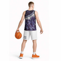Purple Traditional Cloak Aotearoa Basketball Jersey Maori Paua Shell Korowai Pattern LT14 - Polynesian Pride