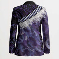 Purple Traditional Cloak Aotearoa Blazer Maori Paua Shell Korowai Pattern - Polynesian Pride